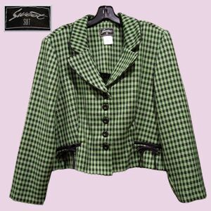 Sweet Suit NEW Indie Houndstooth Bow-Welt Pockets Fitted Blazer Jacket 18